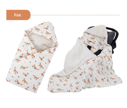 Newborn Baby Blanket In Baby Car Seat Basket 0-3 Months Swaddle Wrap With Windproof Hooded For Outside Travel Boys Girls
