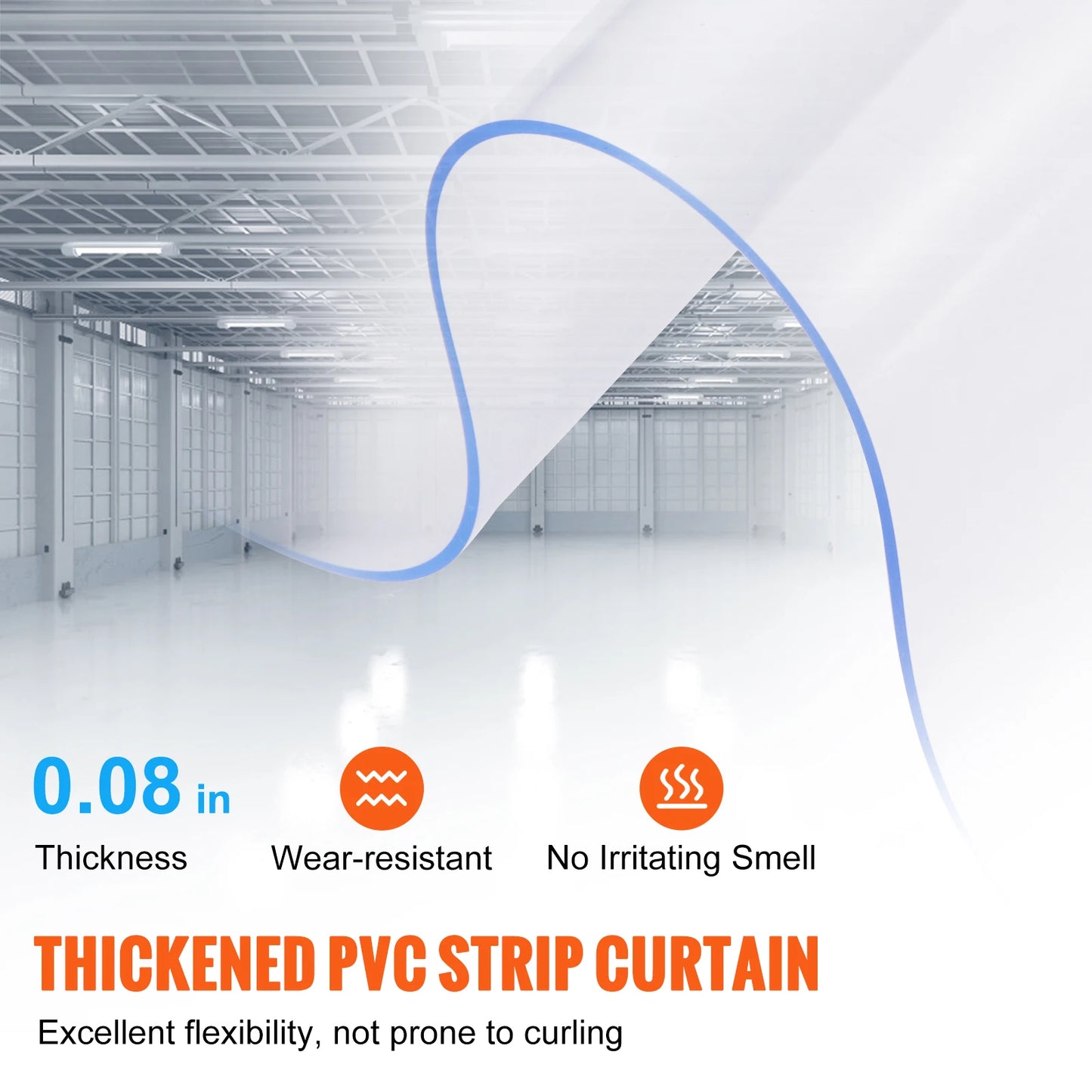 SucceBuy PVC Clear Strip Curtain 84" x 38"/48"/60" Plastic Windproof Door Freezer Curtain Hanging Strips for Warehouse Home