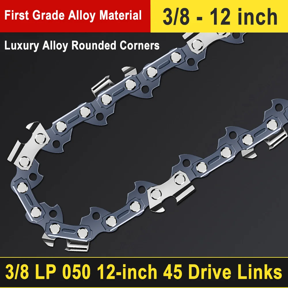 12" Guide Bar & 45 Link Chain Set 3/8"LP Pitch 0.050" Groove Width Rounded Teeth Alloy Chainsaw Components 12 Inch Electric Saw