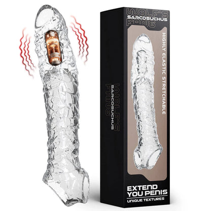 Penis Extension Sleeve Vibration Extend Adult Sex Toys Reusable Penis Sleeve Delay Ejaculation Dick Sleeve Sex toys for Men 18+