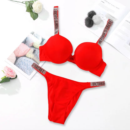 Women's Lingerie Set Sexy Breathable Soft Versatile Shapewear V Sexy Lingerie Bra and Panty Set Push Up Classic