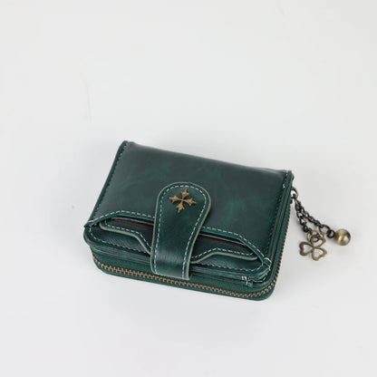 Women's short European and American fashion buckle wallet zipper coin purse