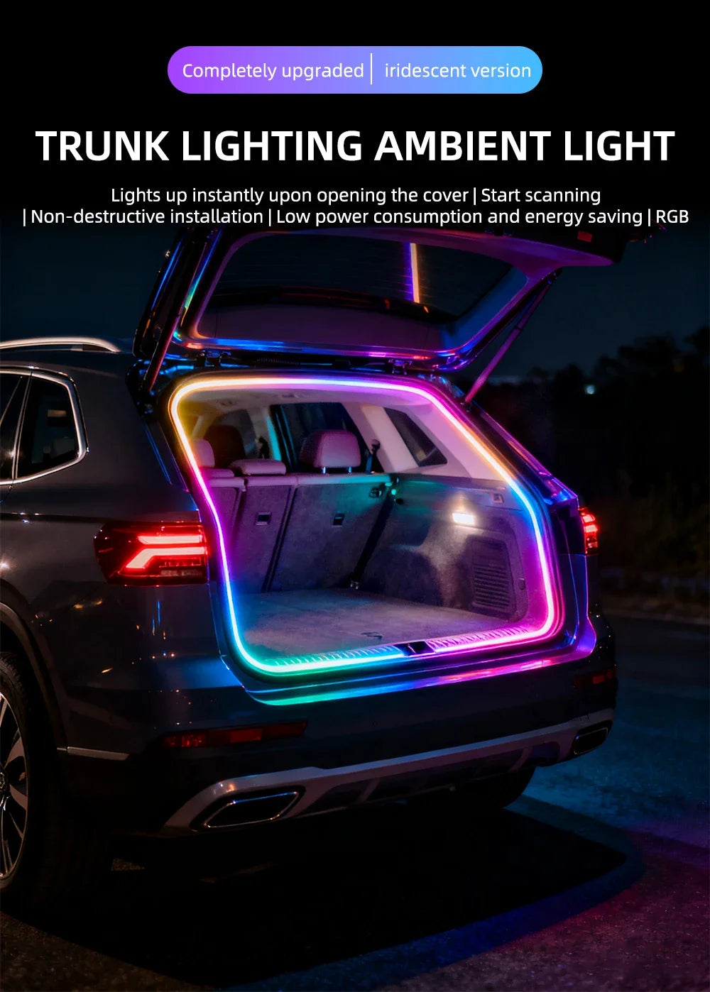 New car universal trunk and trunk lights with colorful lighting APP control LED ambient light RGB decorative light