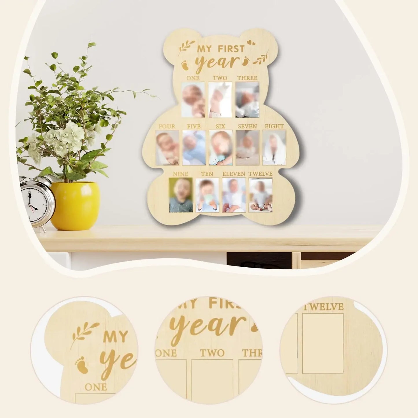 Ylsteed Newborn First Year Photo Frame Photography Props 12 Month Baby Growth Picture Record Milestone Board Baby Souvenirs gift