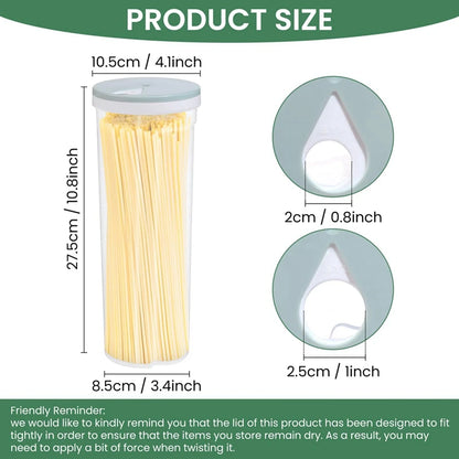 1pc Noodles Sealed Can Food Storage Spaghetti Noodle Pasta Container With Locking Lid Food Grade Plastic Kitchen Storage
