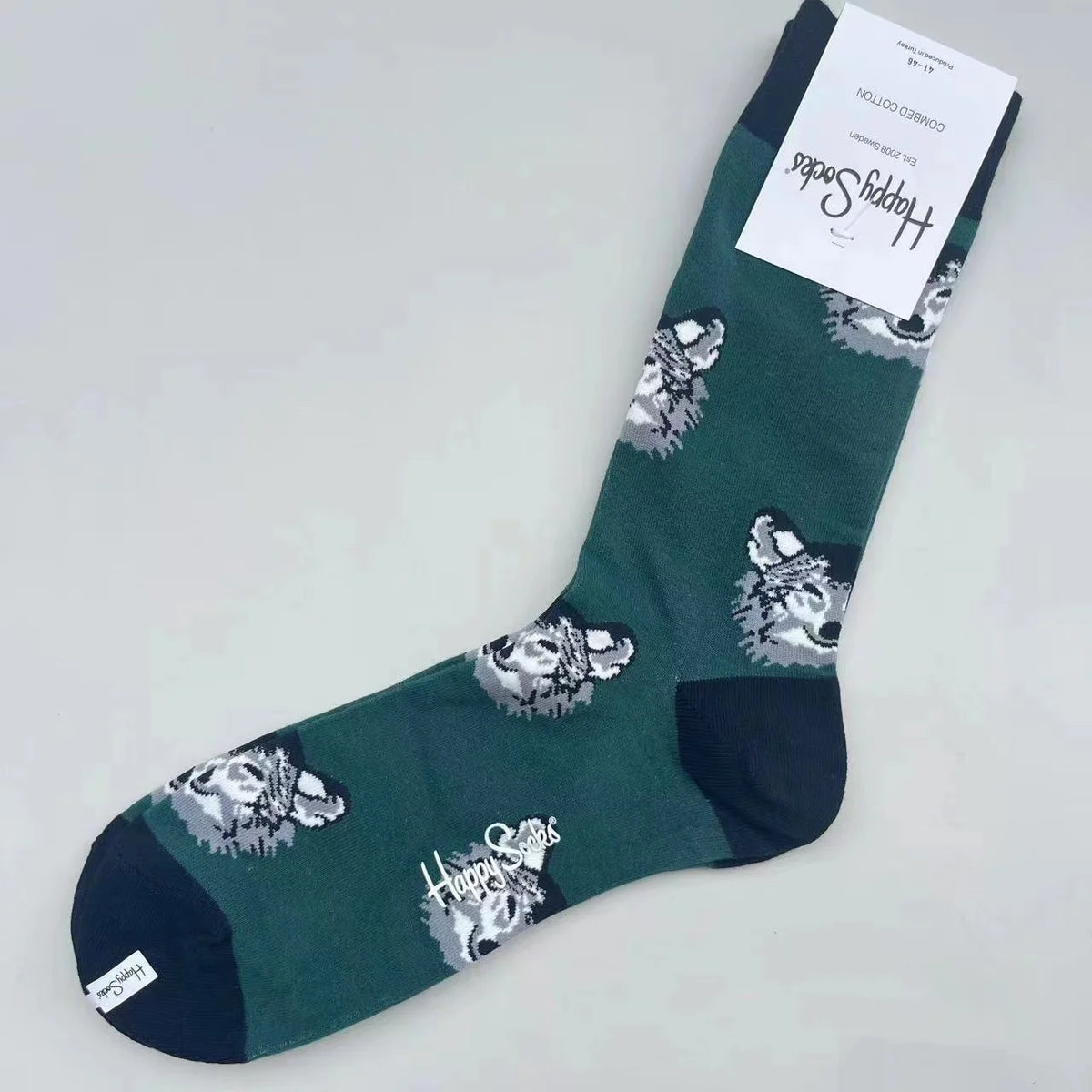 Happy Socks Men's Mid-tube Socks Four Seasons Pure Cotton Classic Socks SIZE 41-46