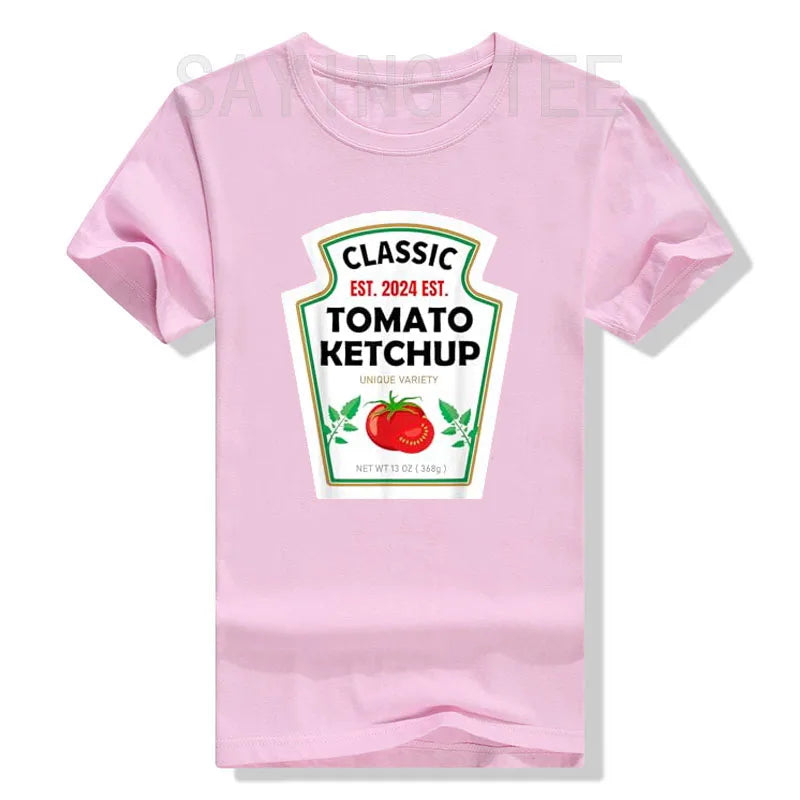 Red Ketchup Yellow Mustard DIY Costume Matching Couples Groups Halloween T-Shirt Gifts Lazy Easy Condiments Costumes Couple Tops