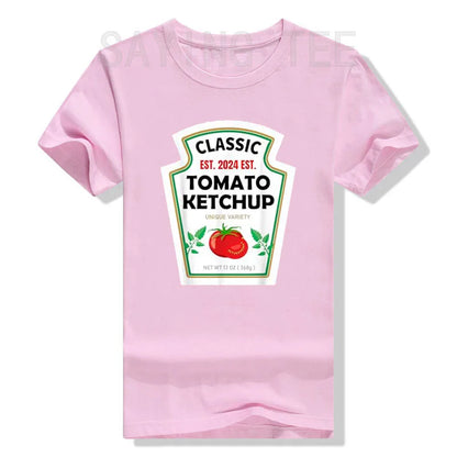 Red Ketchup Yellow Mustard DIY Costume Matching Couples Groups Halloween T-Shirt Gifts Lazy Easy Condiments Costumes Couple Tops