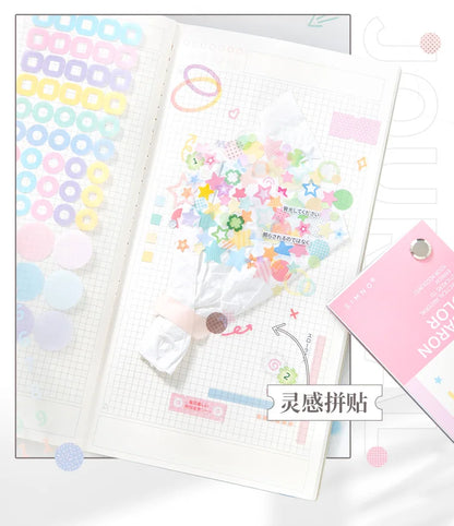 30/60 Pcs Multi material die-cutting Cartoon sticker book Kit Scrapbooking Stickers Decor Journal Supplies Aesthetics Stationery