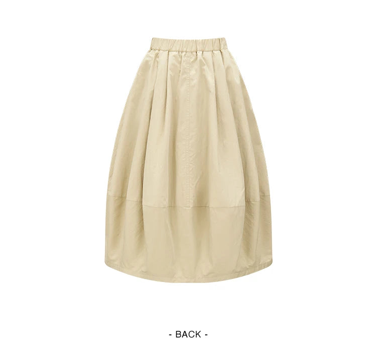 Semir Skirt Women's Solid Textured A-Line High Waist – Casual Long With Elastic Band Woman Clothing