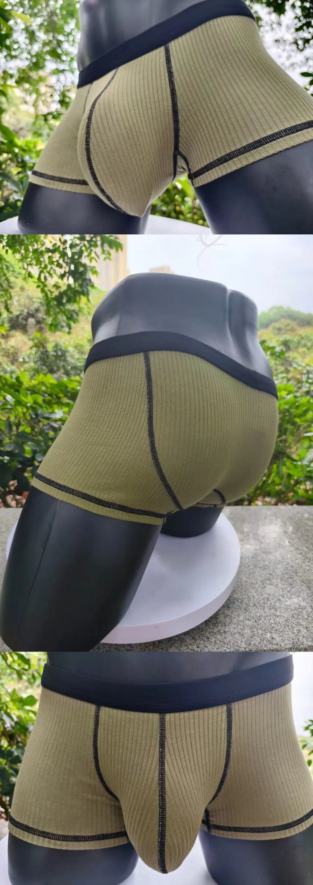 Large-bag personalized design men's underwear, sweat-absorbing, thin, breathable, U-convex four-corner men's underwear