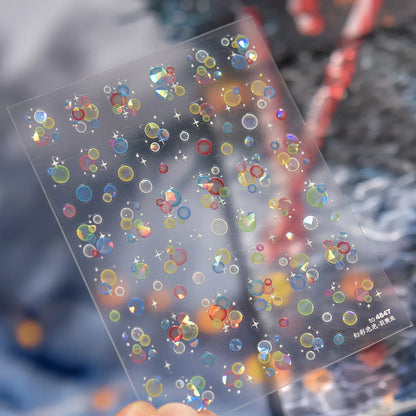 Colorful Bagful Jellyfish Bubbles Swimming Rings Rainbow Stars Ocean Starfish Self Adhesive 5D Nail Art Sticker Manicure Decal