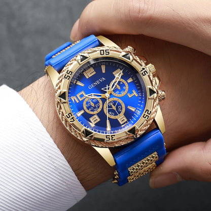 Luxury Arabic Dial Men Business Quartz Watch Fashion Silicone Strap Wristwatch For Man Clock Reloj Hombre (Without Box)