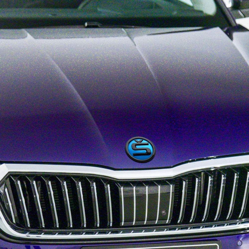 80/90/100mm Car Front Grille Hood Emblem Rear Trunk Badge Sticker For Skoda S Logo Octavia Fabia Superb Kamiq Kodiaq VRS Rapid
