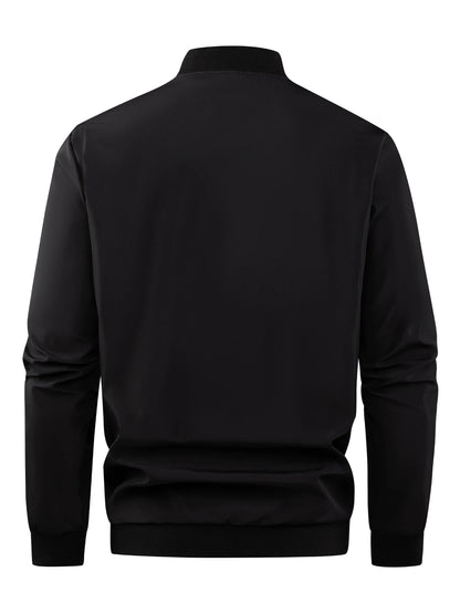2025 Spring and Autumn New Baseball Collar Short Loose Solid Color Jacket Men's Business Casual Thin Coat Trend