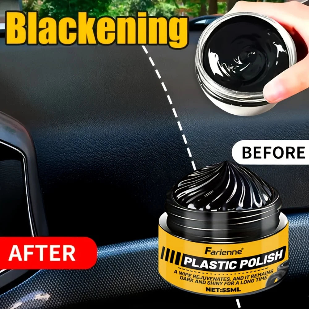 Farienne Plastic Scratch Repair Paste 55ml- Universal Blackening Cream for Car Interiors, Tires, Dashboards, Doors, Bumpers