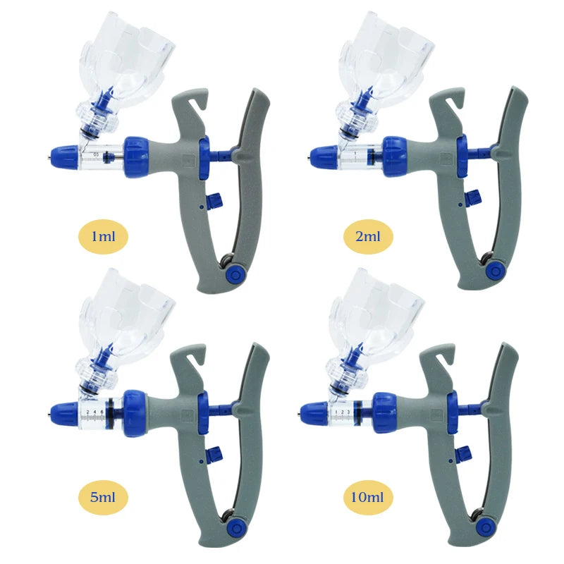 1-10Ml Automatic Veterinary Continuous Syringe / 10Pcs Needles Adjustable Animal Vaccine Injection Livestock Pig Cattle Sheep