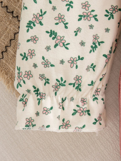 Retro Floral Print Toddler Baby Dress Long Sleeve Casual Outfit Baby Girls Daily Play Clothes Comfortable Baby Wear