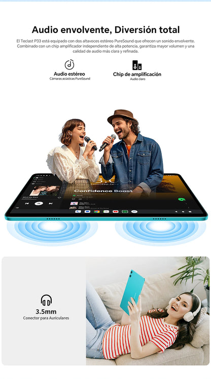 Teclast P33 Android 15 Tablet, 10.1 Inch IPS, Allwinner A333, 9GB(3GB+6GB) RAM 64GB ROM (Expandable 1TB), WiFi 6, 6000mAh, 5MP Camera, Metal Body, Tablet PC