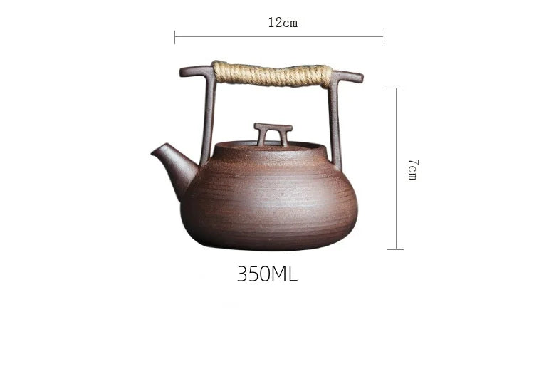 Japanese Style Teapot Handmade Retro Coarse Pottery Stoneware Kungfu Tea Ceremony Portable Tea Maker Ceramic Teapot Teaset