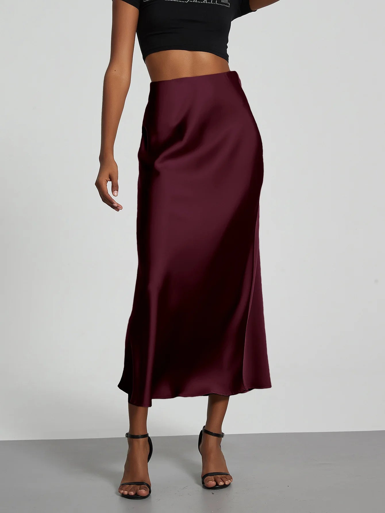 21 Colors New 2026 Women's Elegant High Waist Satin Long Skirts Female Summer Solid Color Faldas