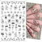 Black and White Love Flowers Line Art 3D Stickers Nail Decals Nail Art Accessories Butterfly Rose Nail Stickers Nail Sliders