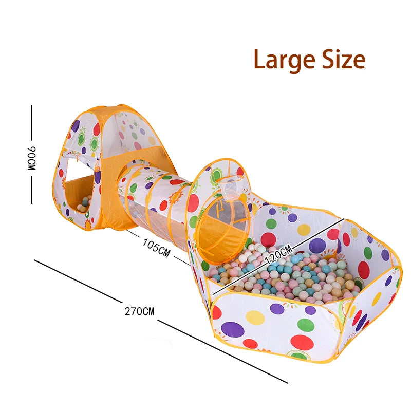 3In1 2.7M Children Ball Pool with Basket Portable Baby Pit Crawling Tunnel Balloon Playpen Tent Kid Indoor Outdoor Yard Toy Gift