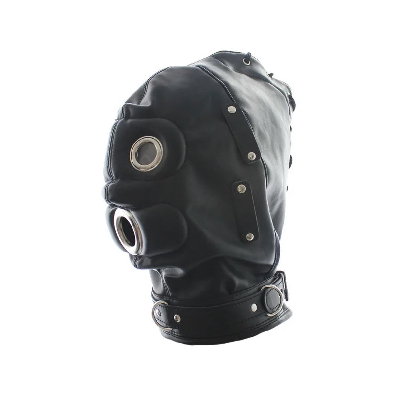 BDSM PU Leather Sexy Hood Masks Costumes Adults Cosplay Party Face Mask Metal Buckle Blindfold Hood Punk Role Play Accessories