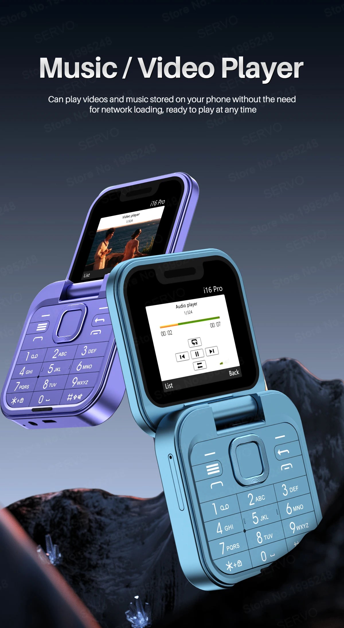 SERVO 2025 New Mini Flip Mobile Phone FM Radio Magic Voice Blacklist Speed Dial Vibration 2SIM Card Small Display Foldable Phone