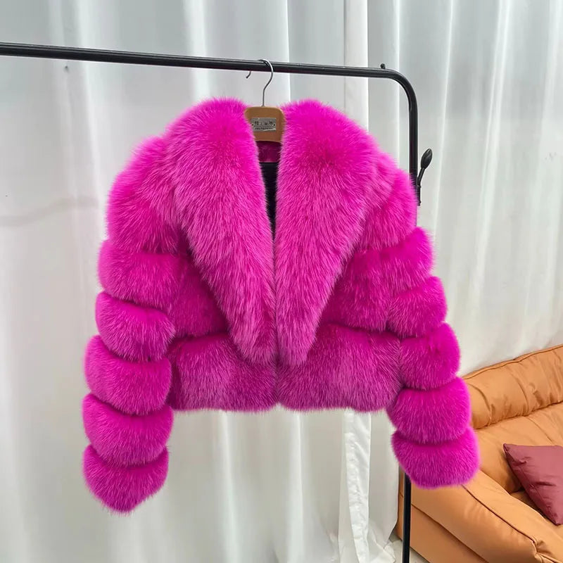 ZADORIN Luxury Big Collar Spliced Cropped Faux Fur Coat Woman Clothing Thicken Furry Faux Fur Jacket Winter Fur Coats Top Mujer