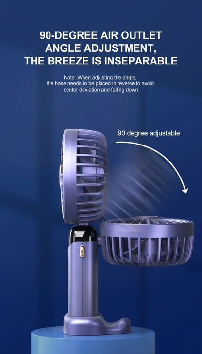 Mini Portable Handheld Fan Foldable Neck Hanging Fans 5 Speed USB Rechargeable Fan with Phone Stand and Display Screen 1800mAh