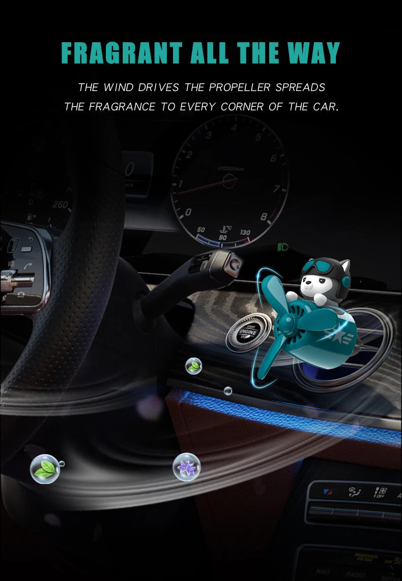 No perfume DIY fragrance Pilot dog car air freshener rotating plane ornament vent aroma diffuser decoration accessories cool fun