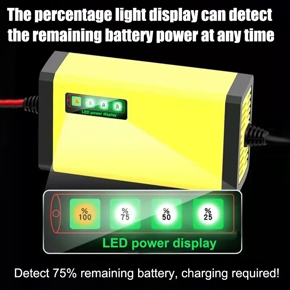 Car Battery Charger 12V 2A 220V Power Puls Repair Charger Wet Dry Lead Acid Battery LED Display Moto Truck Battery Charger