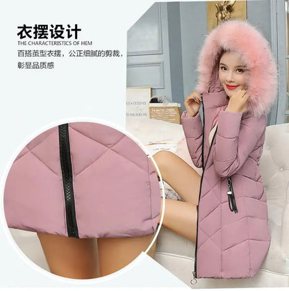 Winter New Fashion Long Cotton-padded Coat Womens Casual Hooded Parkas Womens Winter Jacket Coat Down Jacket Female