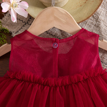 Baby Girl Dress Summer New Sweet Bow Children'S Clothing Suitable For Birthday Parties (9 Months -3 Years Old)