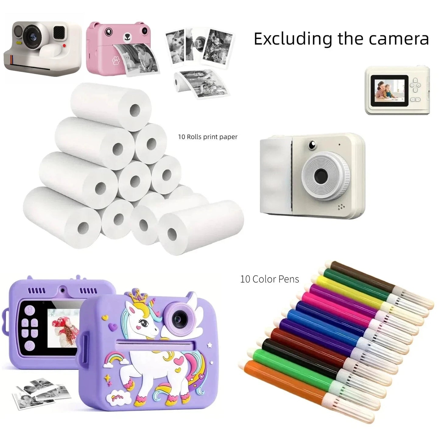 10 Rolls Kids Instant Camera Refill Print Paper Film Coreless Thermal Print For 57mm Portable Cash Registers Mobile Printer