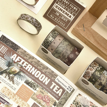 5 Rolls/Box Forest Plant Print Washi Tape Handmade Diy Diary Photo Album Decoration Masking Tape Set