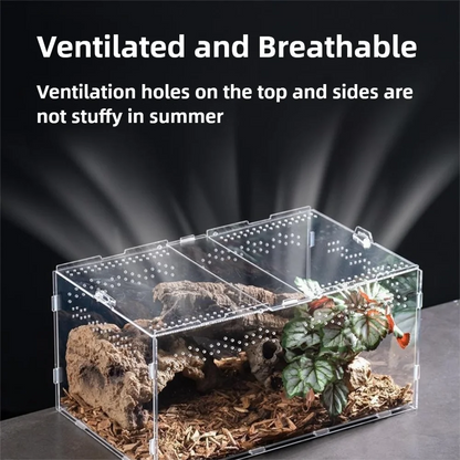 New Acrylic Reptile Habitat Anti-Escape Clear Spider Feeding Case Multiple Size Arboreal Small Pet Cage for Chameleon Clear