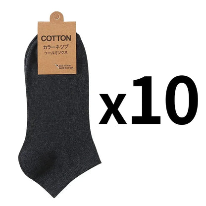 Cotton Men Socks Pack Breathable Socks Set High Quality Short Socks Black Ankle Short Gift For Man Size 39-44 Sox 10 Pairs 1 Lot
