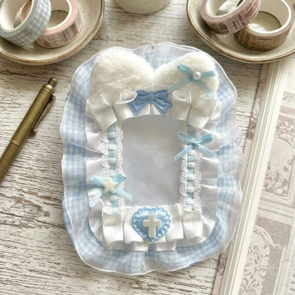 Creative Angel-Wings Card Holder Lace Bowknot Decor Student Card Storage Protective Cover Korean Fans Photocard Holder Bag Pen