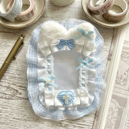 Creative Angel-Wings Card Holder Lace Bowknot Decor Student Card Storage Protective Cover Korean Fans Photocard Holder Bag Pen