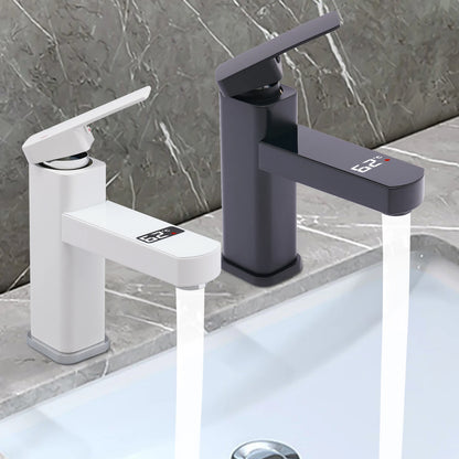 Black And White Washbasin Faucet, Bathroom Kitchen Single Pole Faucet With Digital Display Screen