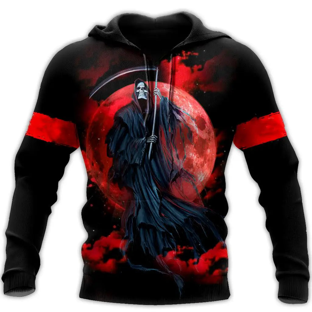 Dark  Red Skull Tattoo 3D All Over Printed Men's Hoodie & Sweatshirt Spring and  Autumn Unisex  Hoodies Casual Sportswear