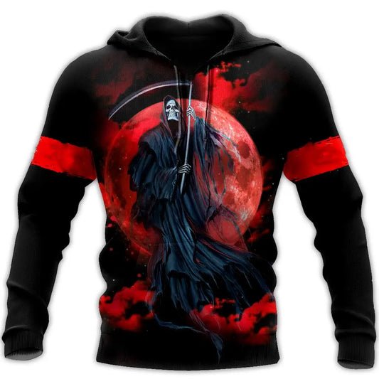 Dark  Red Skull Tattoo 3D All Over Printed Men's Hoodie & Sweatshirt Spring and  Autumn Unisex  Hoodies Casual Sportswear
