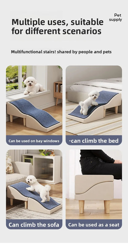 Foldable Pet Ramp Non-Slip Dog Stairs Sofa Climbing Assistance for Bed & Car Footrest Stool for Small Breed Cats and Dogs