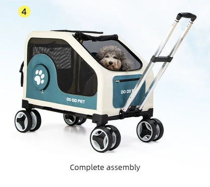 Large Pet Stroller with Telescopic Handle Silent Wheels Foldable Dog Cat Trolley Carrier Breathable Mesh Medium Pets Travel Cart
