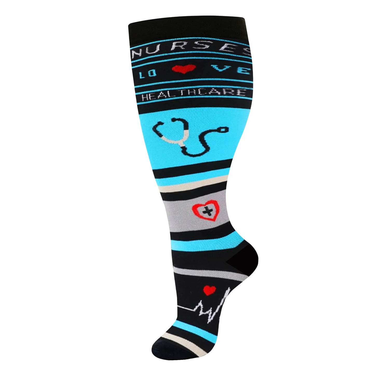 2XL-4XL Plus Size Compression Socks for Women Men 20-30 MMHg Wide Calf Extra Large Knee High Flight Sock for Circulation Support