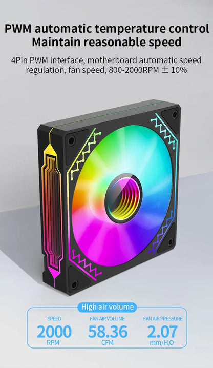 TEUCER 1PCS Prism12025 PC Case Fan 120mm 5V 3Pin ARGB Cyclic Mirror Light Effect PWM 800 to 2000RPM Cooling Fan