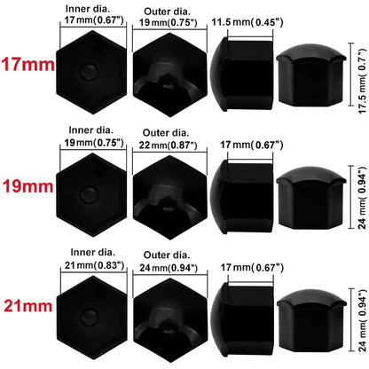 17mm/19mm/21mm 20Pcs Car Wheel Nut Caps Protection Covers Caps Auto Hub Screw Cover Black Car Tire Bolt Nut Cap Tyre Decoration