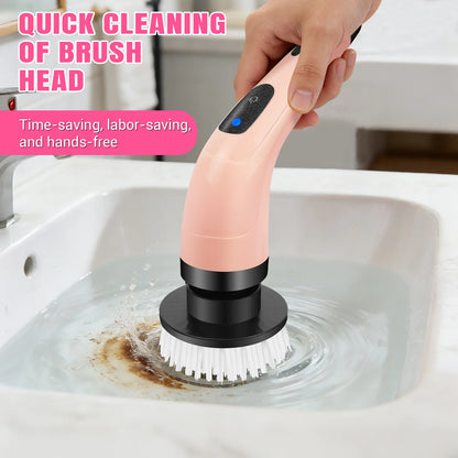 Cordless Electric Cleaning Brush - 7-in-1 Multi-Surface Scrubber with 2-Speed Adjustment, Detachable Extension Handle